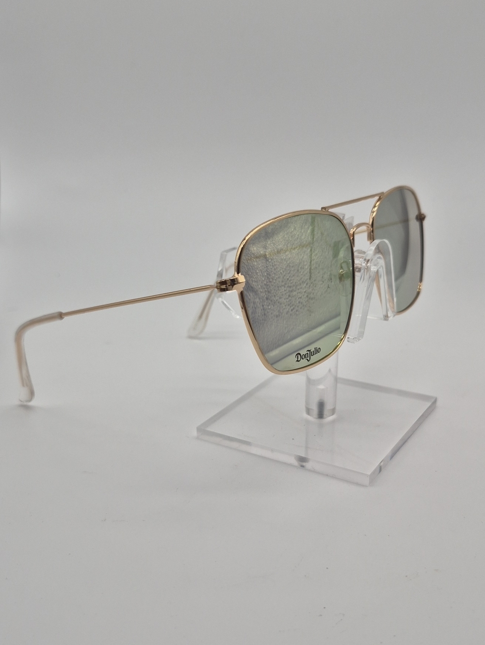 Men’s Gold Frame Sunglasses with Green Lenses by